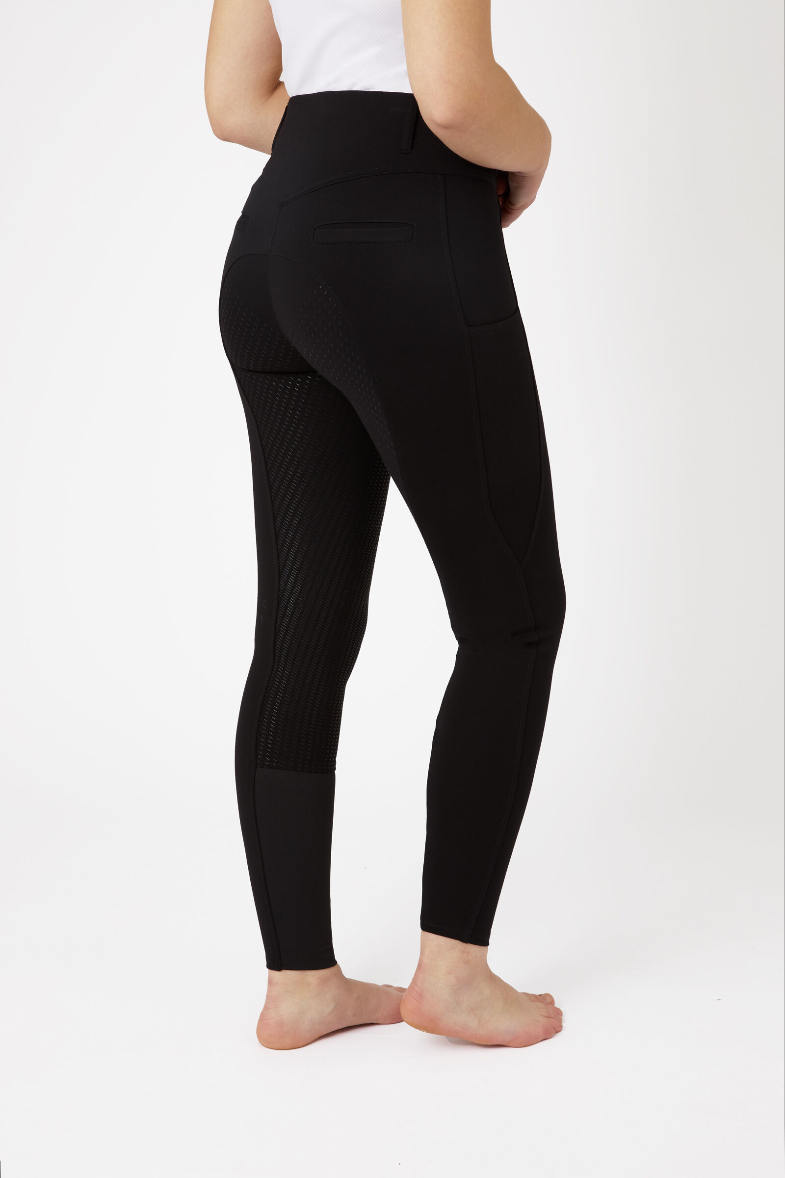Horze Mira Pantalon d'équitation taille haute, silicone, fond intégral, femme, Black, 40