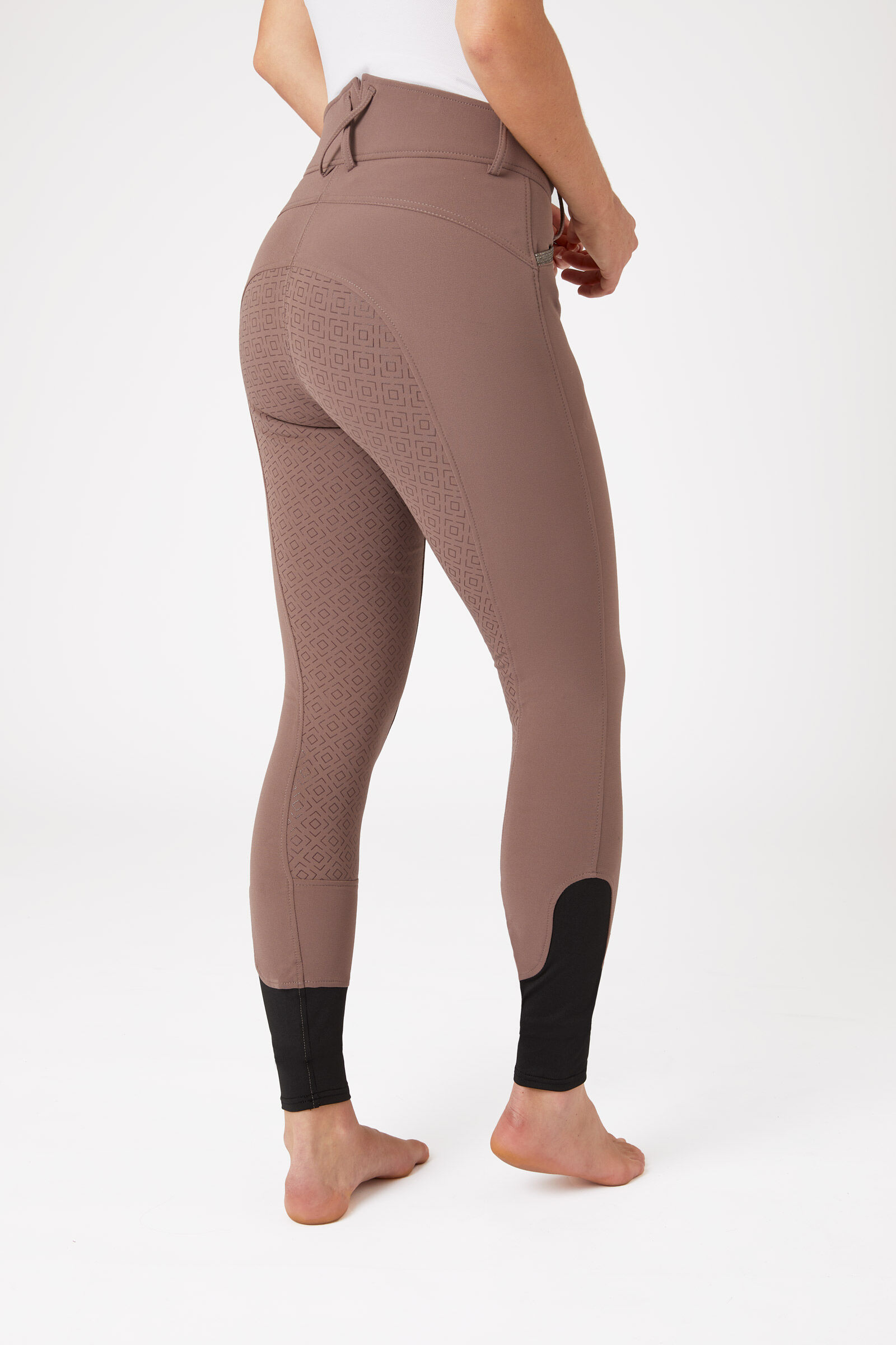 Horze Women's Silicone Full Seat Breeches with High Waist and Crystal Pocket, Purple, 38