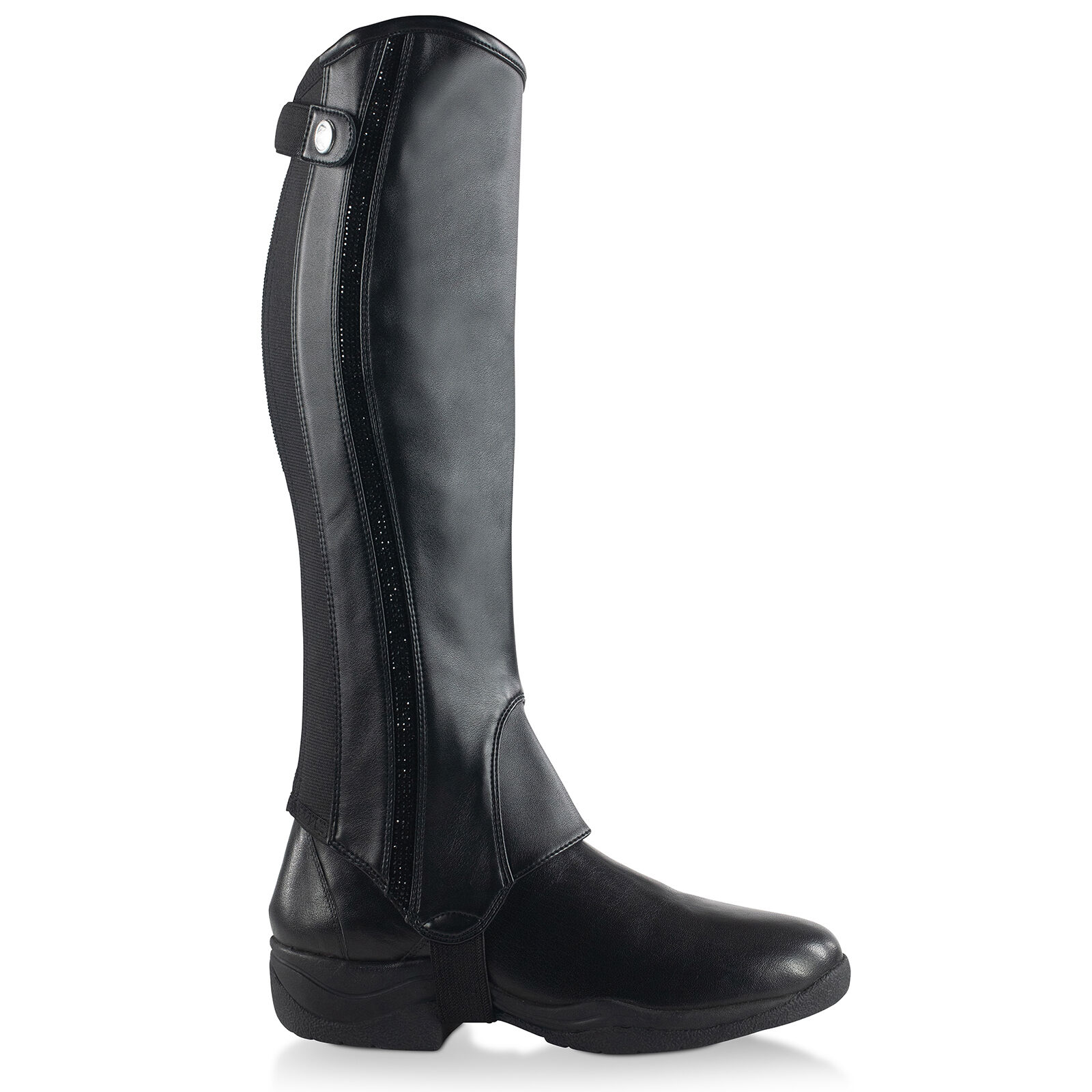 Mini-chaps cuir PU scintillants Horze Sabrina, femme, Black, S