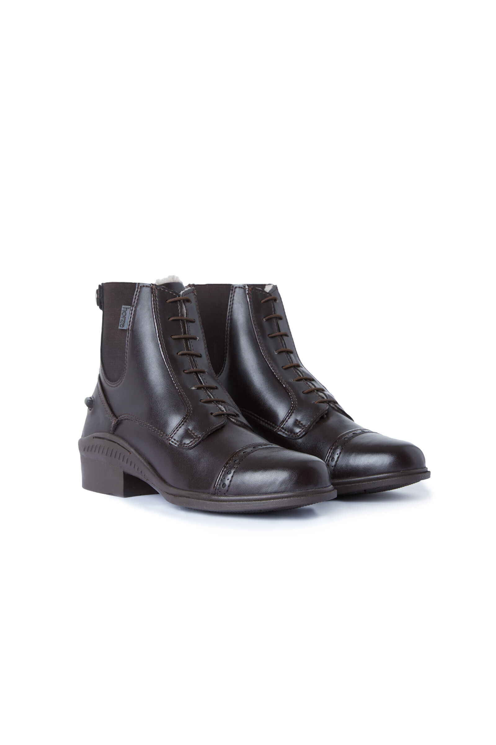 Horze Kilkenny Lux Women's Winter Jodhpur Boots with Brogue Detail, Dark Brown, 42