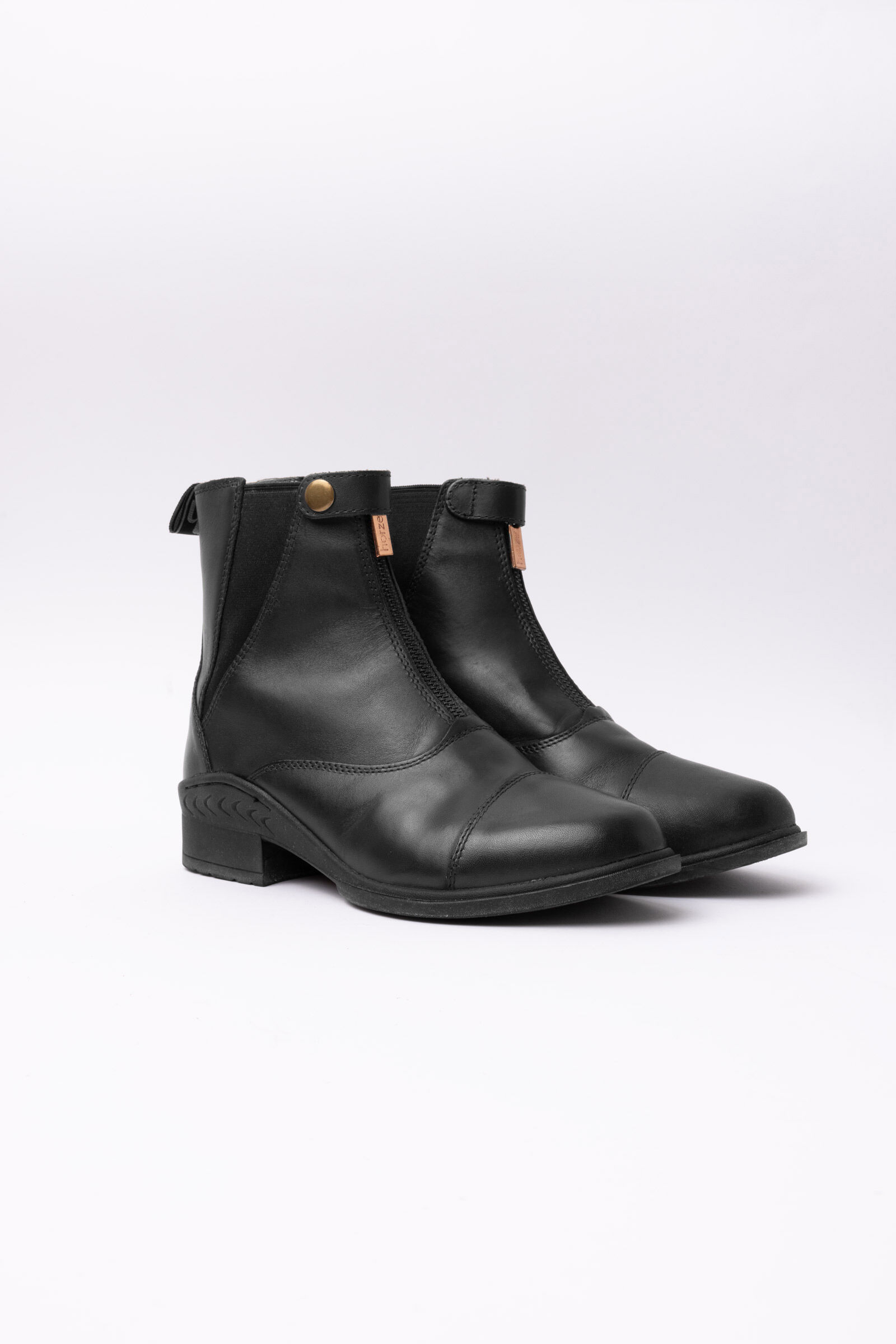 Horze Rose Leather Jodphur Boots with Front Zipper, Black, 41