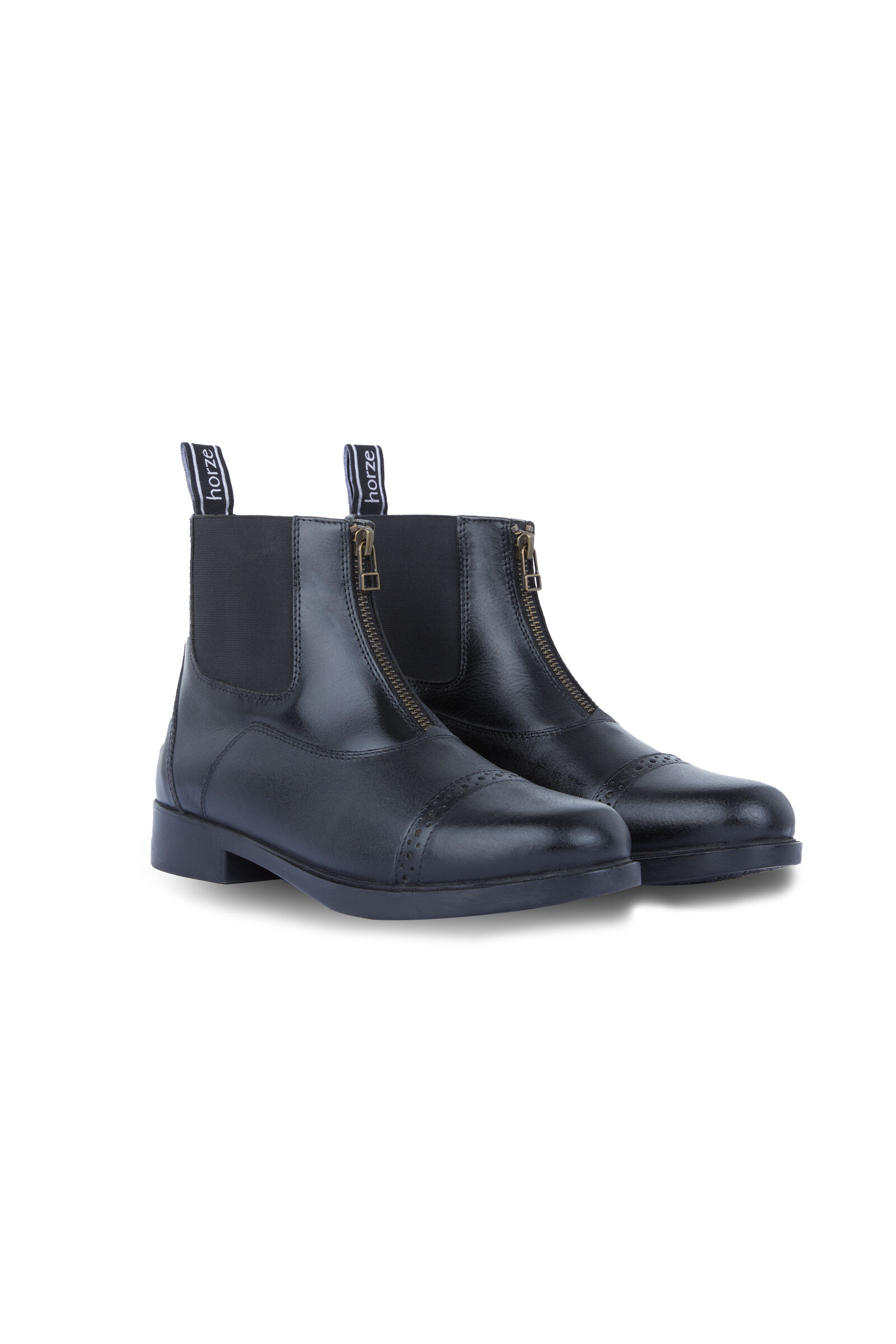 Horze Damen Leder Reitstiefeletten mit Reißverschluss Black 38 Frauen