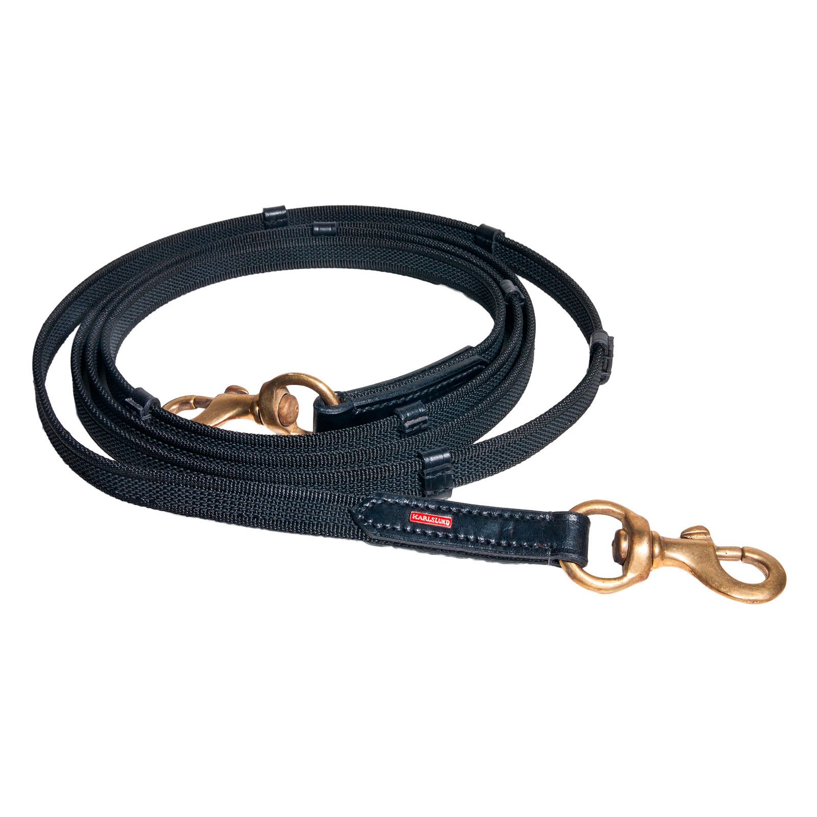 Rênes caoutchouc Supergrip Karlslund, Black/Brass, IH