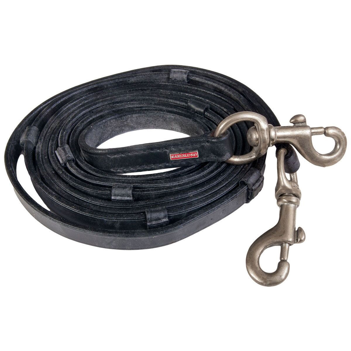Karlslund Leather reins, Black/Chrome, IH