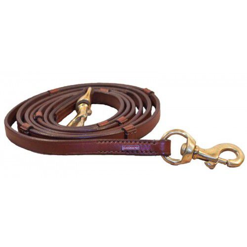 Karlslund Leather reins, Brown/Brass, IH