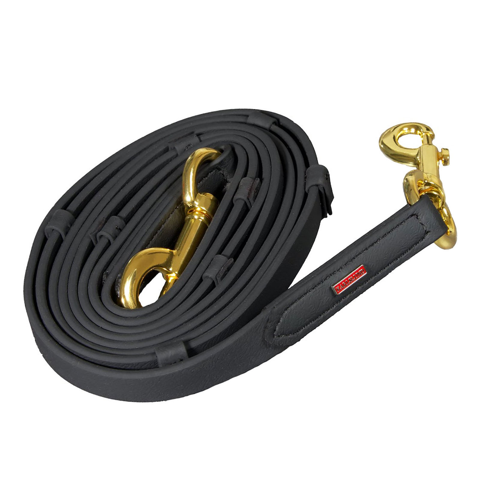 Rênes SuperStrap adhérentes Karlslund avec stops, Black/Brass, 250