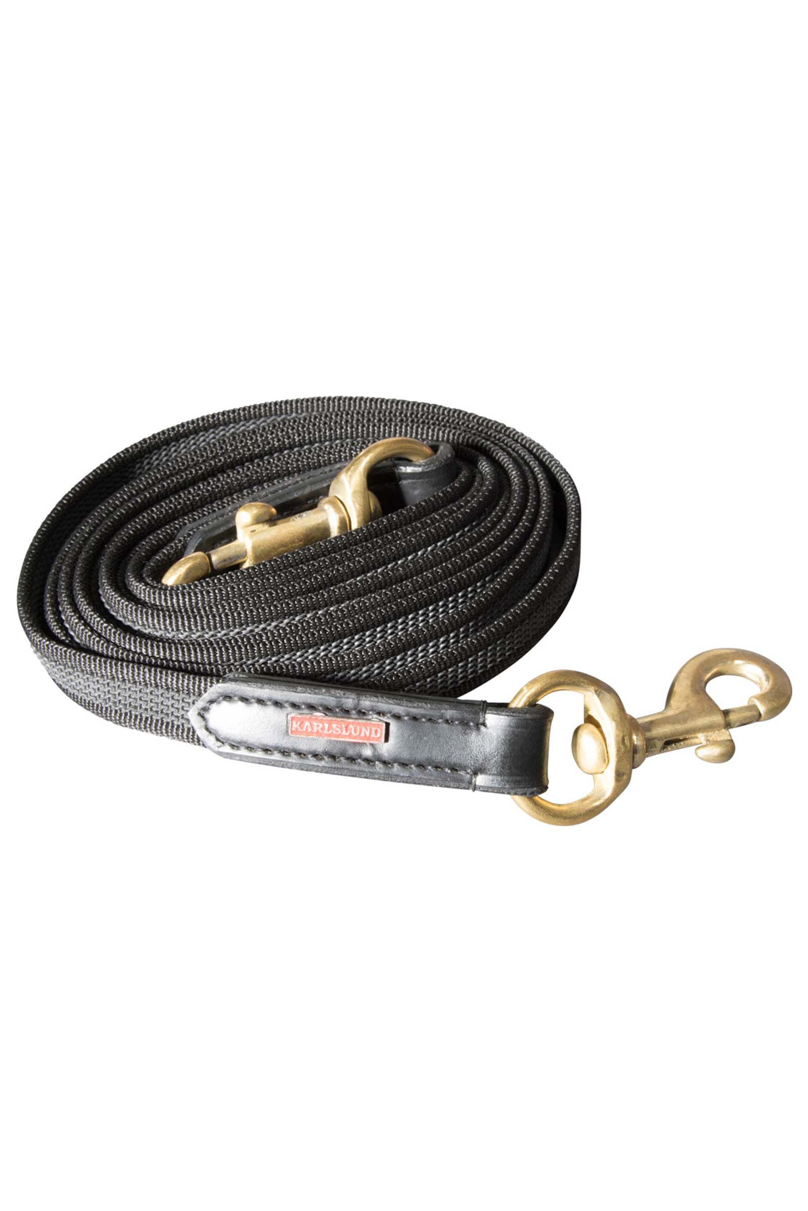 Karlslund Supergrip Rubber Reins, Black/Brass, IH