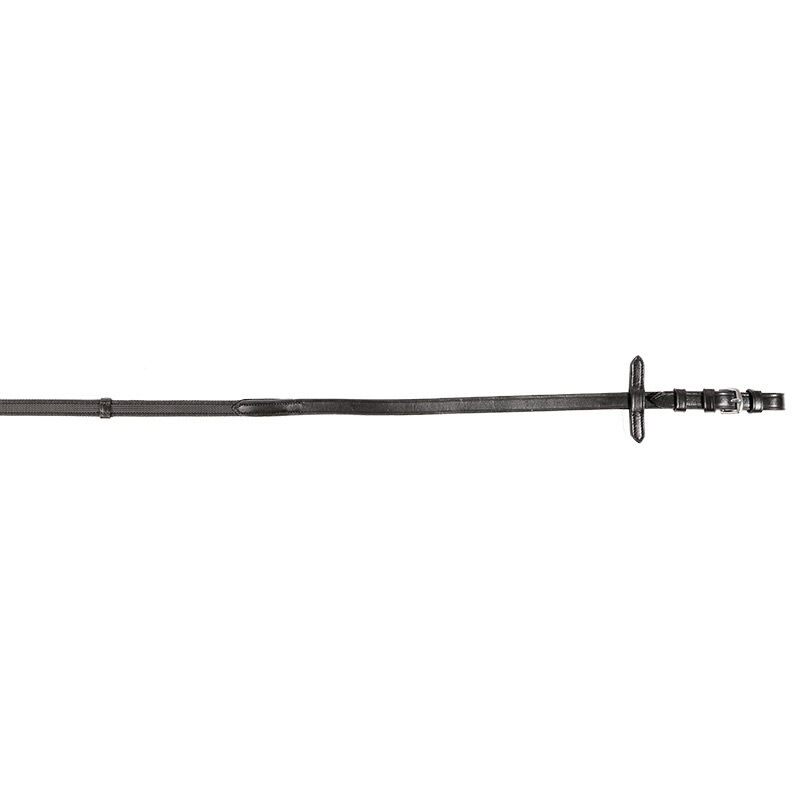Kavalkade Rubberised reins with ridges, 16mm, Black, F