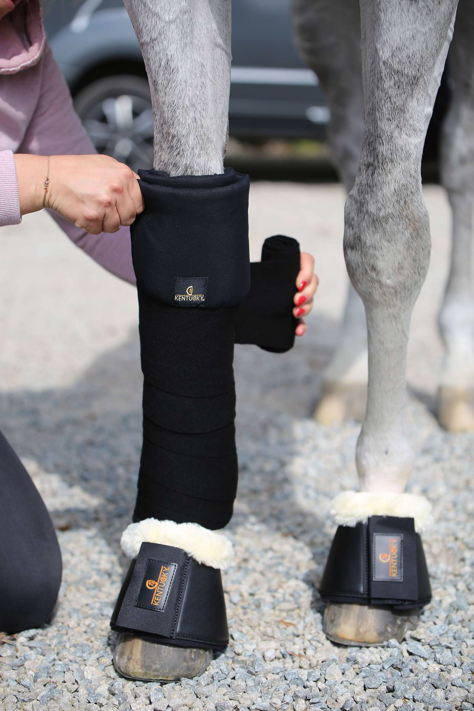Kentucky Horsewear vatterte bandasjeunderlag, sett med 4, Black, 83X46