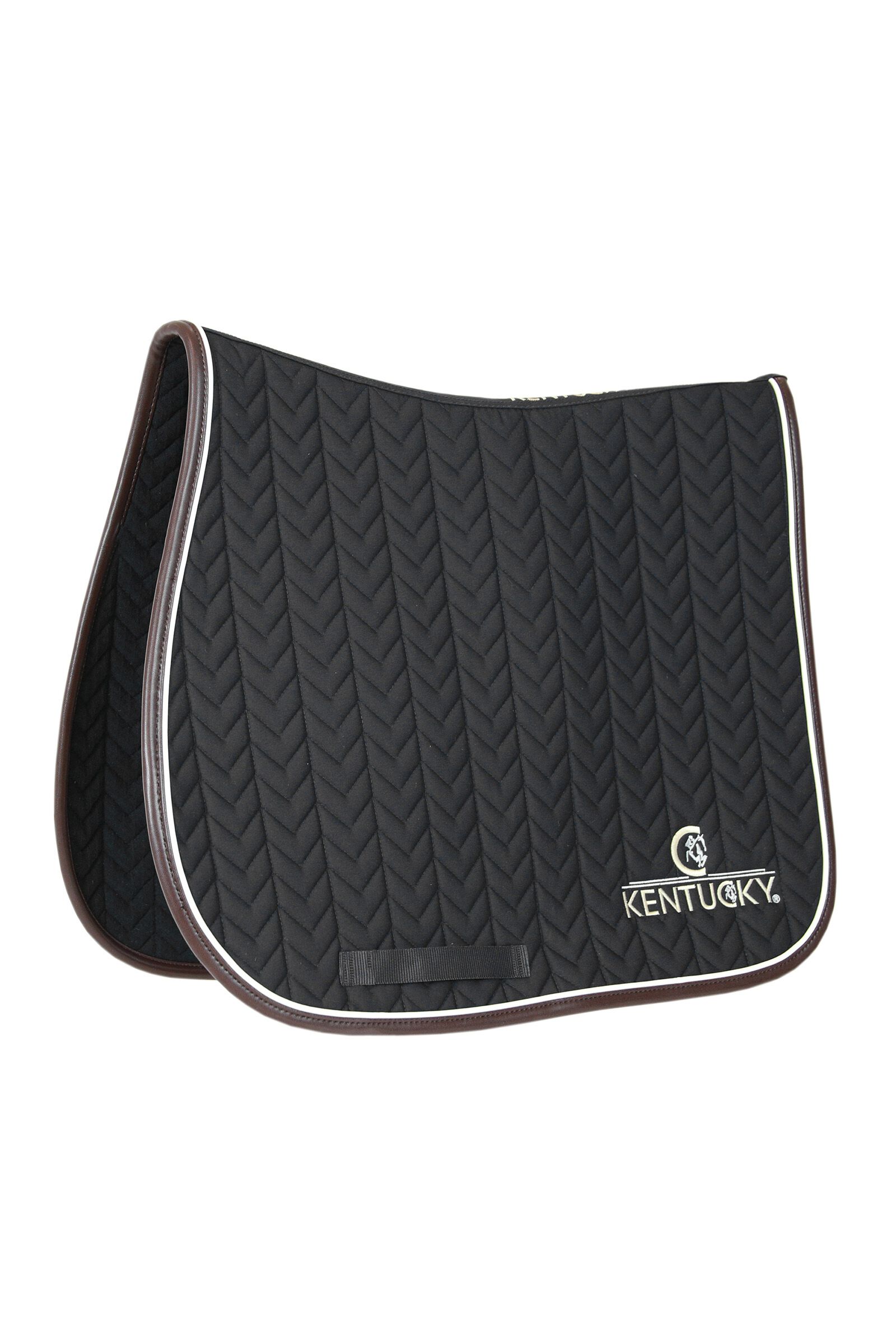 Kentucky Horsewear Saddle Pad Leather Fishbone Jumping, Black, F