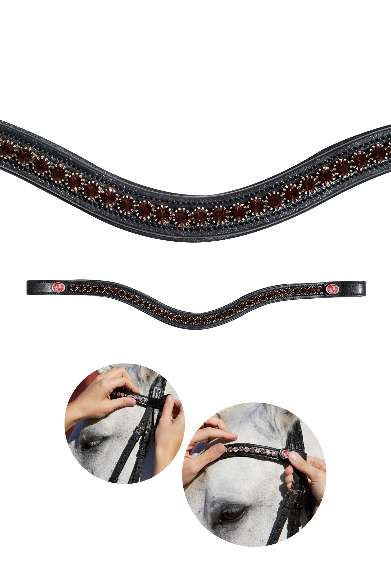 Kieffer FlexiLoop® Large Crystal Stirnriemen  Black/Brown C