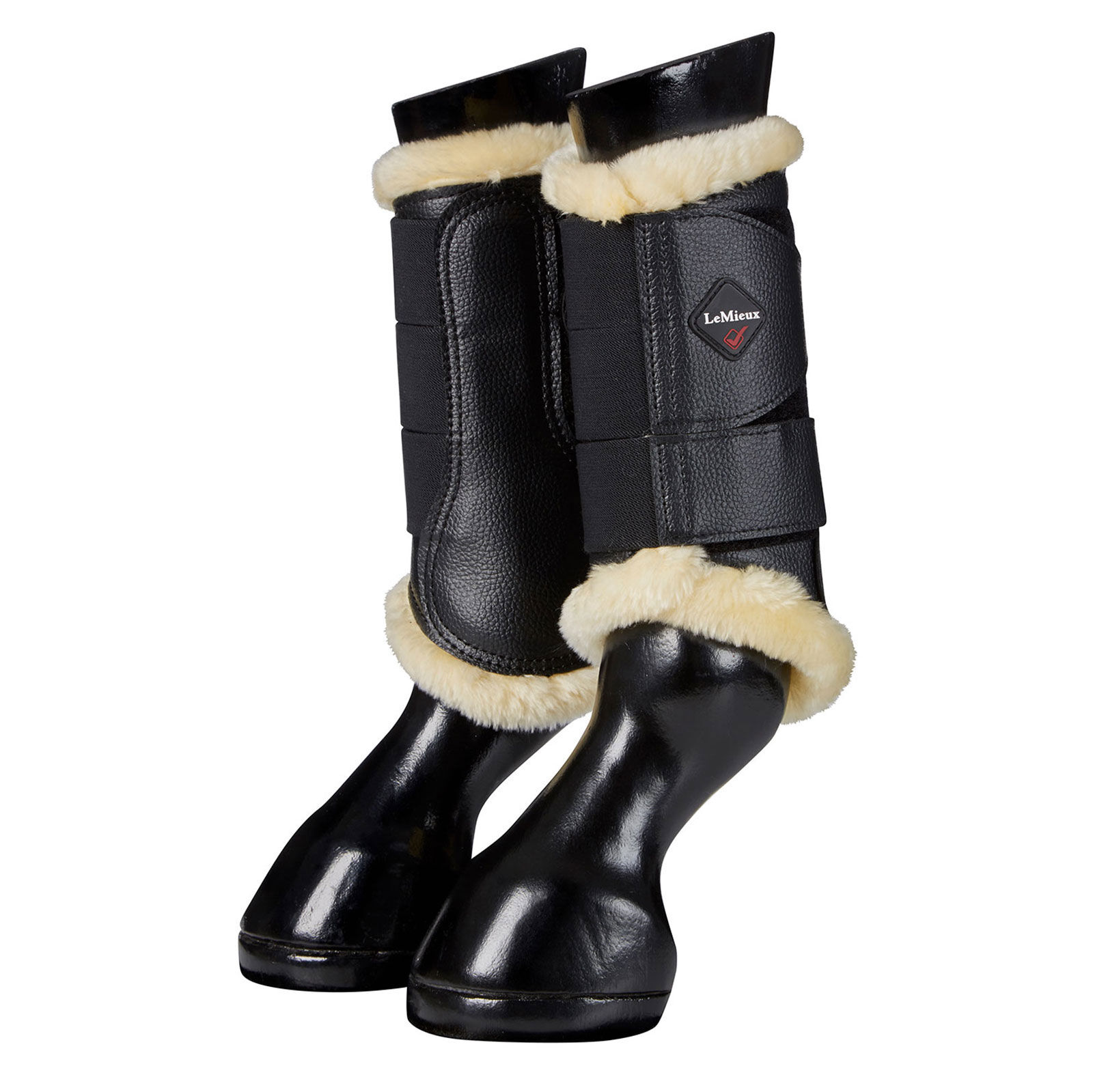 LeMieux Fleece Lined Brushing Boot, Black/Natural, M