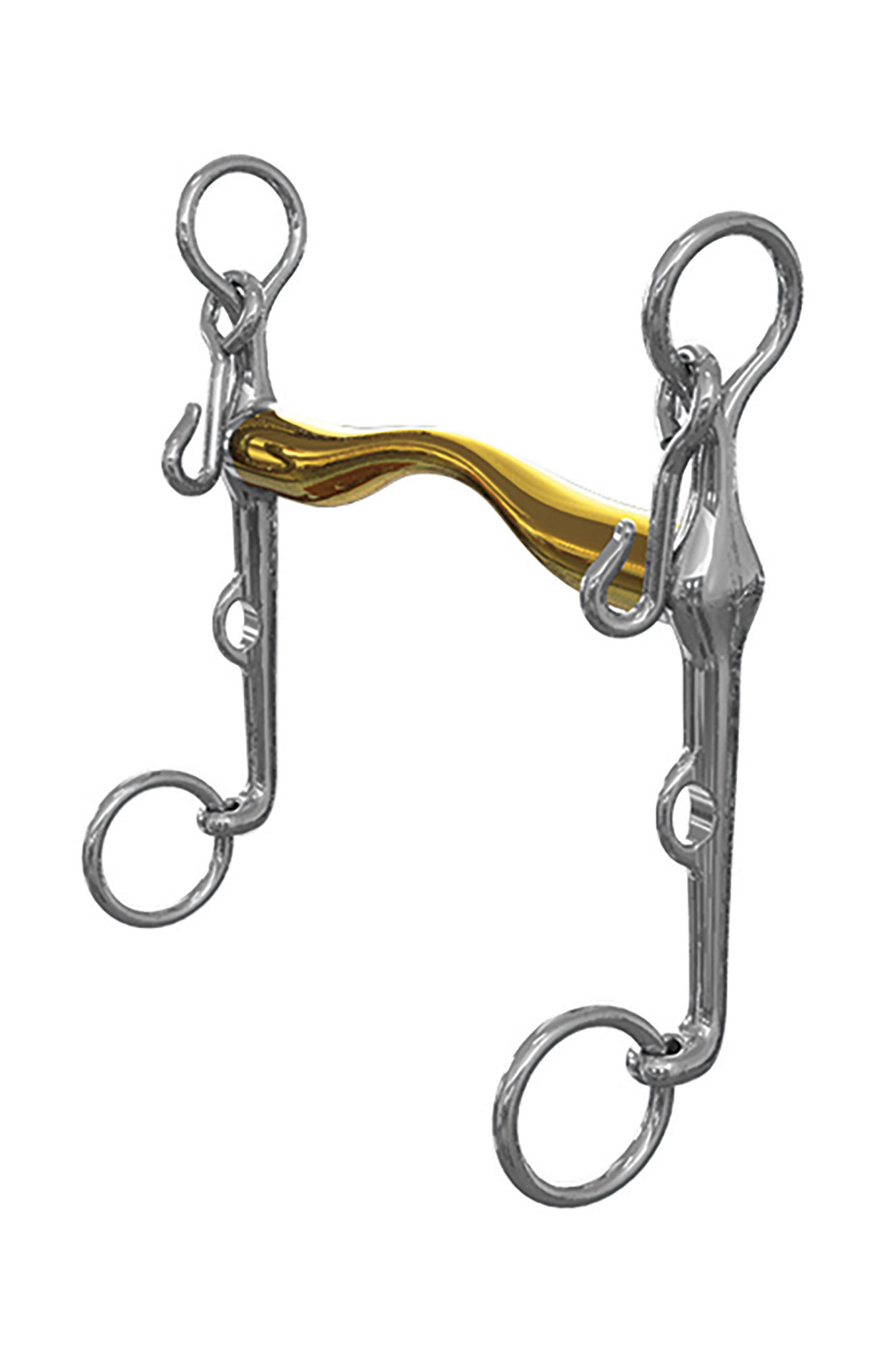 Mors de bride cheval débutant NS bits Starter, type L'Hotte à léger passage de langue, épaisseur 16 mm, branche inférieure 7 cm