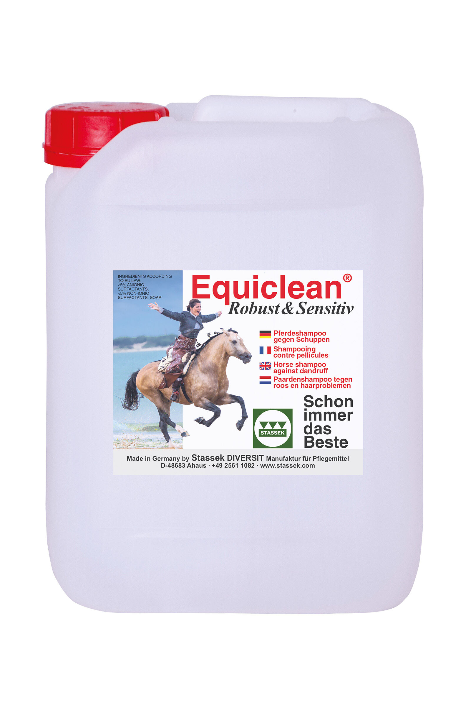 Shampoing spécial Stassek Equiclean Robuste & Sensible, 5 litres, Orange peel, 5000