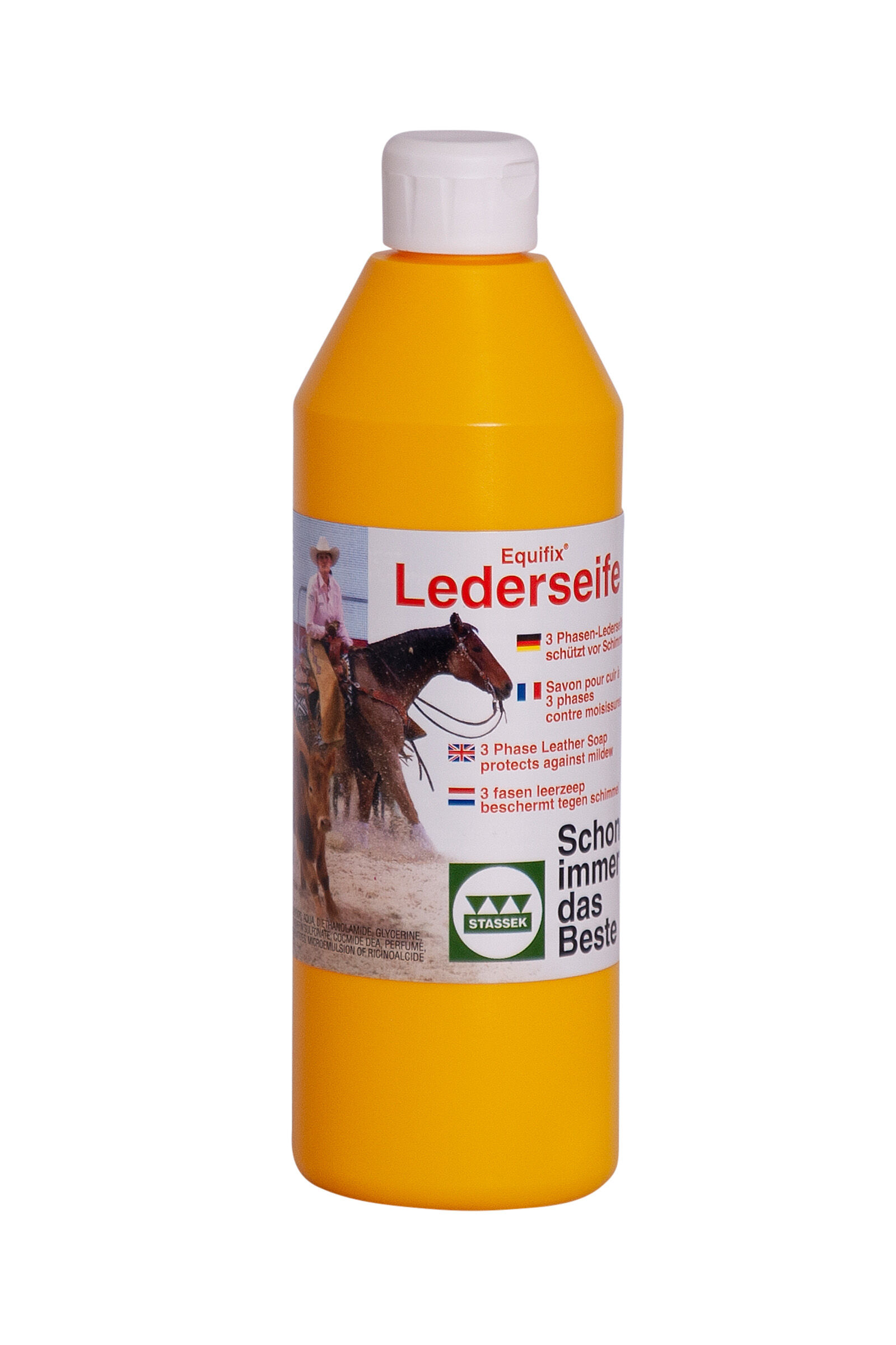 Stassek Equifix 3-faser Lærsåpe, 500 ml, Yellow/Brown, 500