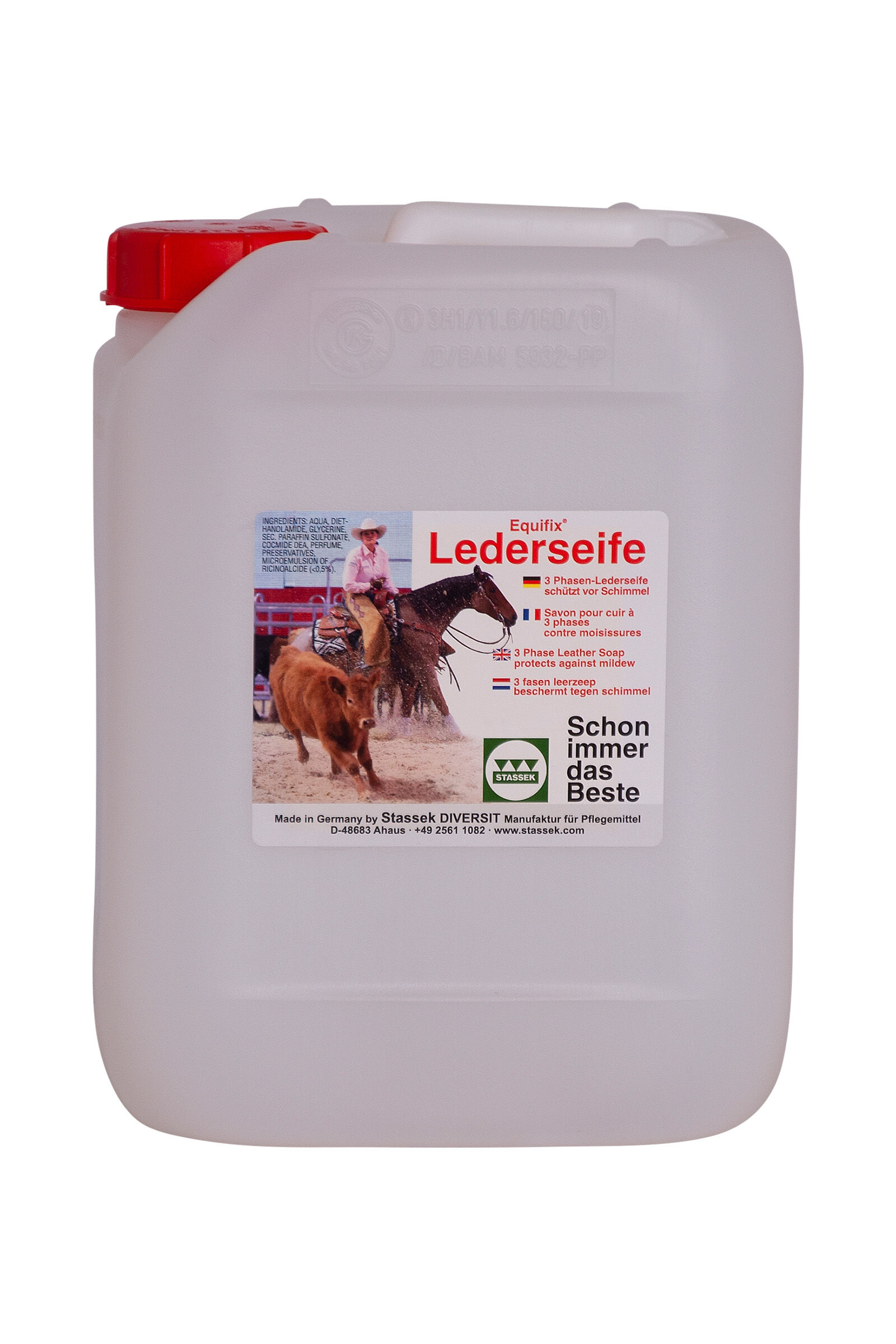 Stassek Equifix 3-faser Lærsåpe, 2 liters, Yellow/Brown, 2000