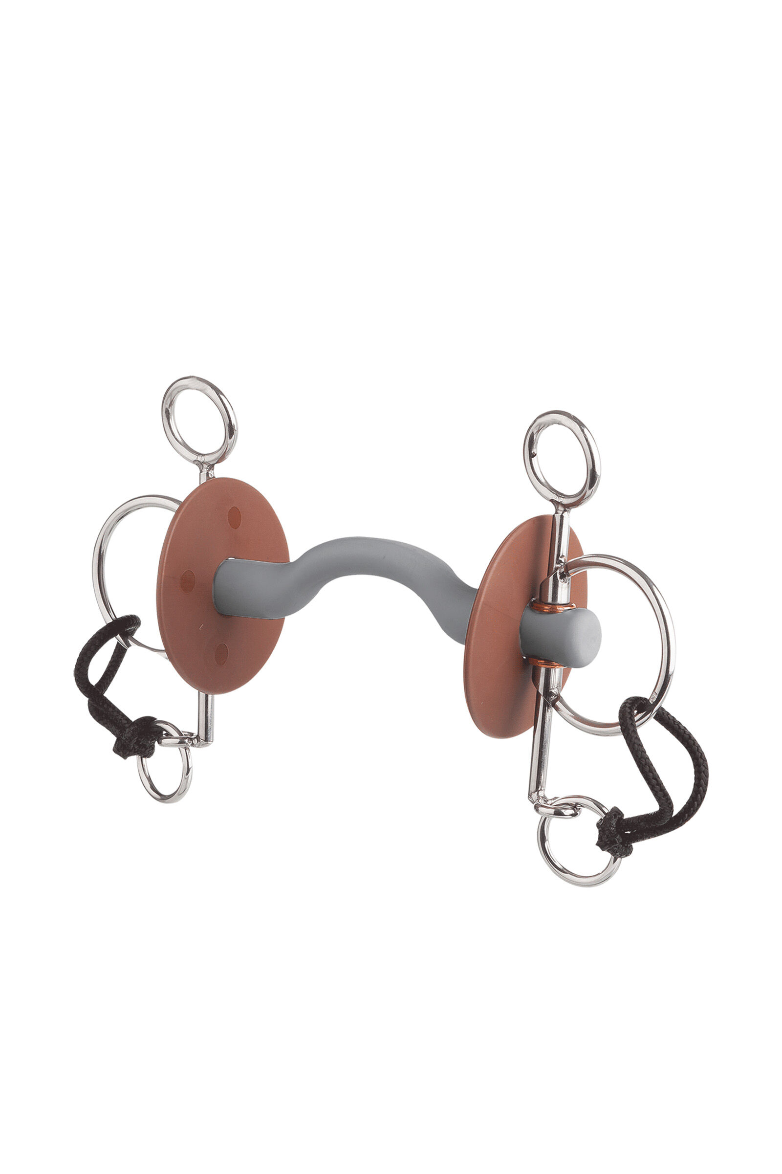 Beris Short Pelham with Tongue Port Bar, Grey/Brown, 13