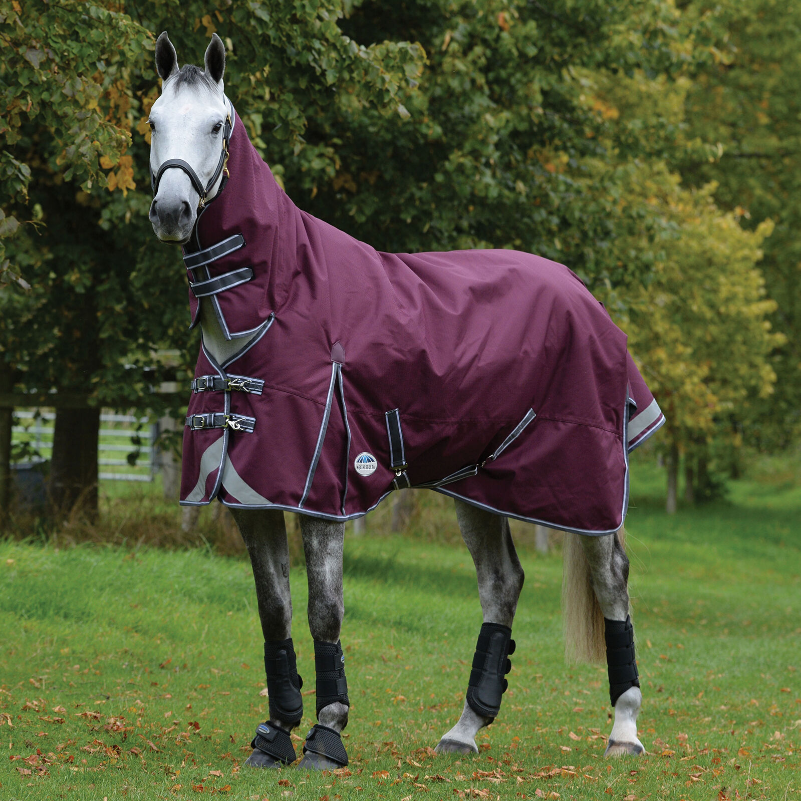Couverture d'extérieur Weatherbeeta Comfitec Plus Dynamic II Combo Couvre-encolure, 220g, Maroon Dark Red/ Grey White, 95