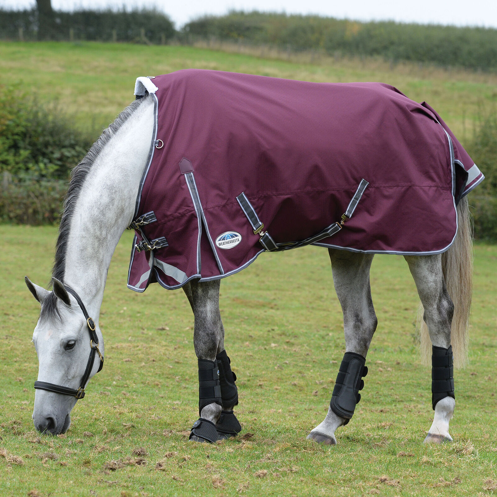 Weatherbeeta Comfitec Plus Dynamic II Turnout Rug, 0g, Maroon Dark Red/ Grey White, 115
