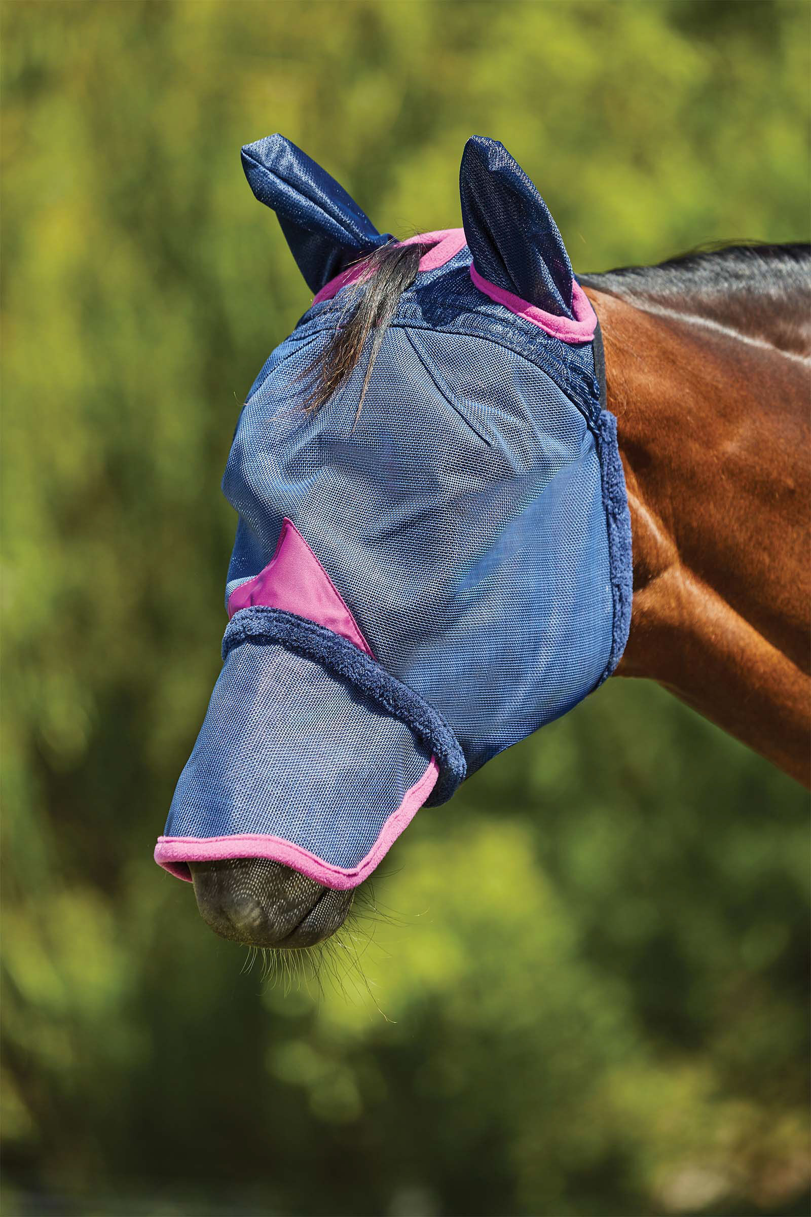 Weatherbeeta Comfitec Deluxe Durable Mesh Mask with Ears and Nose, Dark Blue/Purple, P