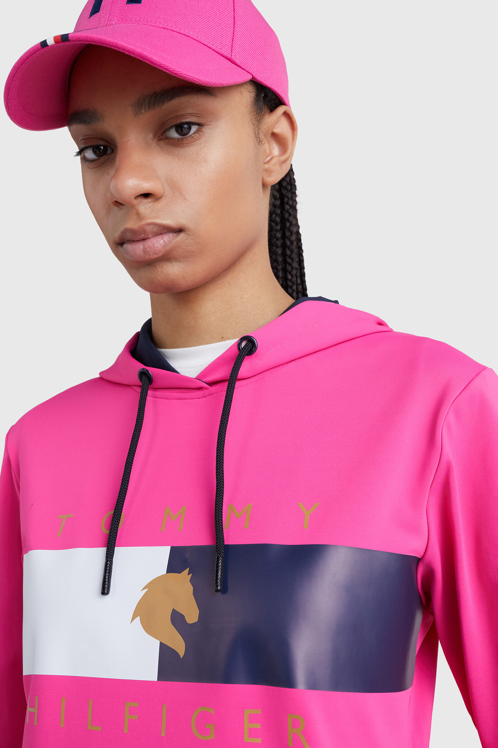 Tommy hilfiger pink hoodie women's discount